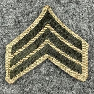USMC Marine Chevron 512: WWII Sergeant (single) - woven/khaki Used Vintage Rare